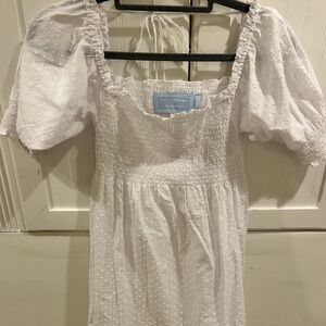 Hill House White Swiss Dot Sheer Dress